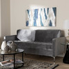 Baxton Studio Clara Modern Grey Velvet Upholstered 3-Seater Sofa 150-8345